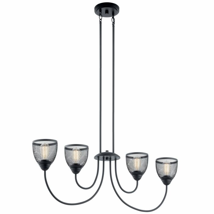 Kichler Voclain 4 Light Industrial Chandelier in Black