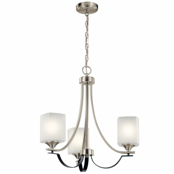 Kichler Tula 3 Light Transitional Chandelier in Brushed Nickel
