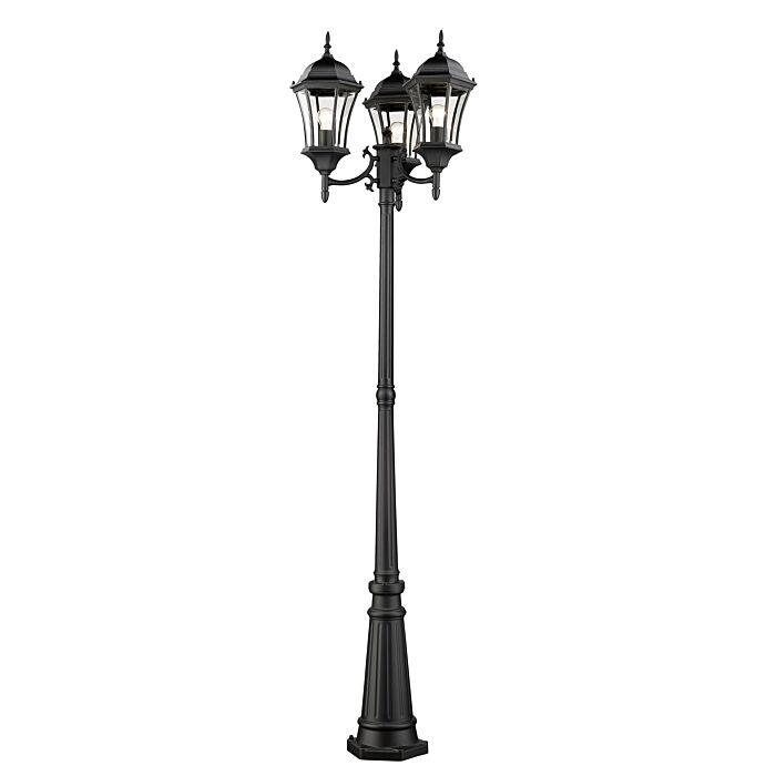 Z Lite Wakefield 3 Light Outdoor Post Mounted Fixture Light In Black