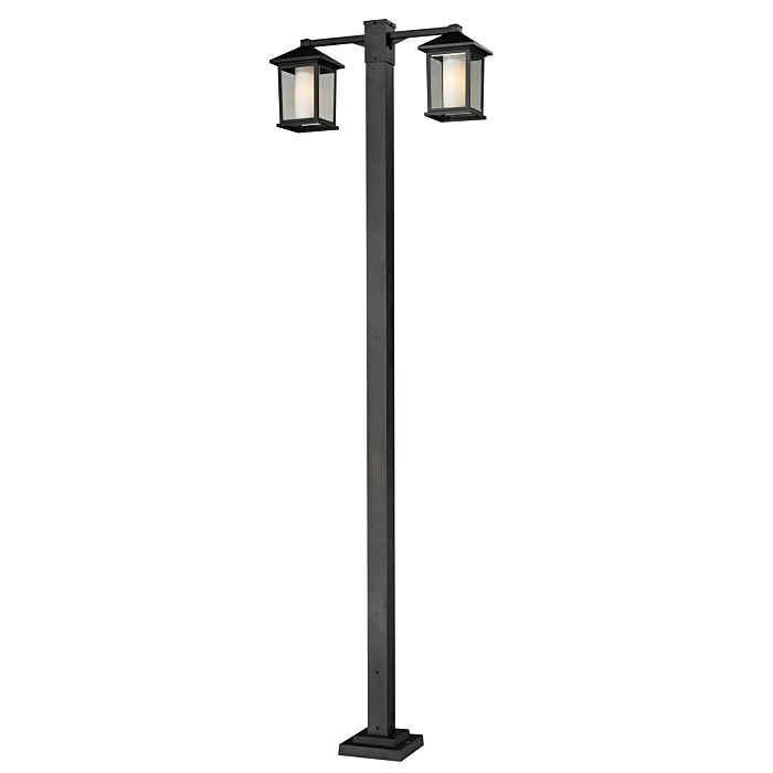 Z Lite Mesa 2 Light Outdoor Post Mounted Fixture Light In Black