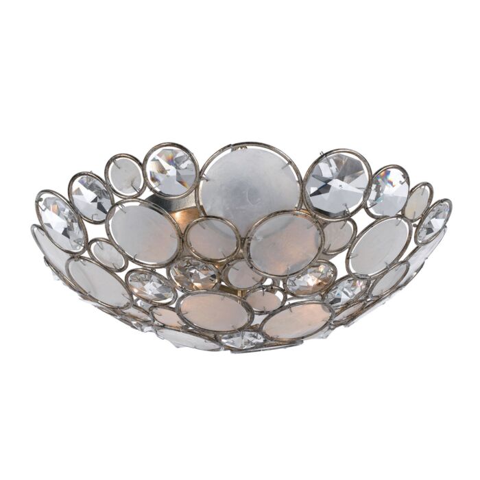 Crystorama Palla 3 Light 16 Inch Ceiling Light in Antique Silver with Hand Cut Crystal Crystals