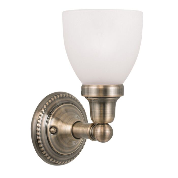 Classic 1-Light Bathroom Vanity Light in Antique Brass
