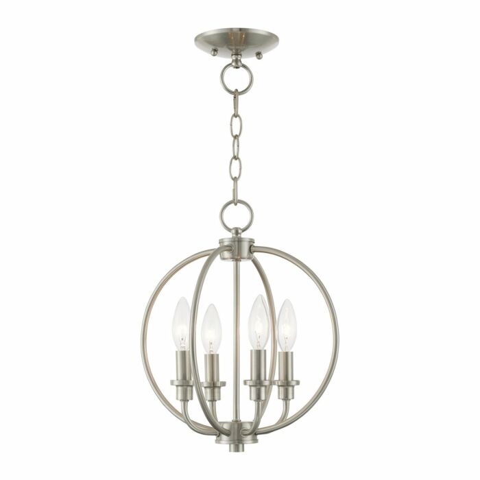 Milania 4-Light Mini Chandelier with Ceiling Mount in Brushed Nickel