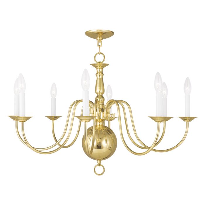 Williamsburgh 8-Light Chandelier in Polished Brass