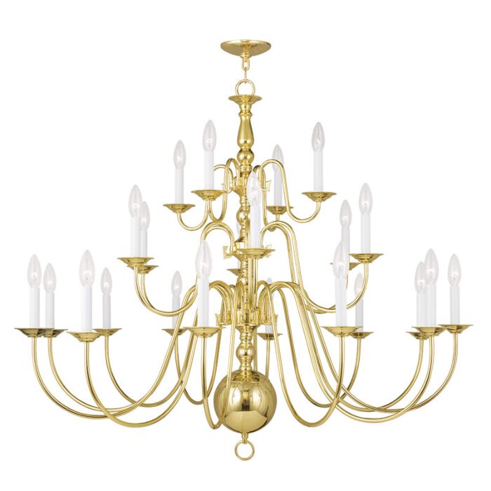 Williamsburgh 22-Light Chandelier in Polished Brass