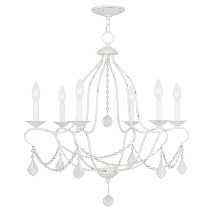 Chesterfield 6-Light Chandelier in Antique White