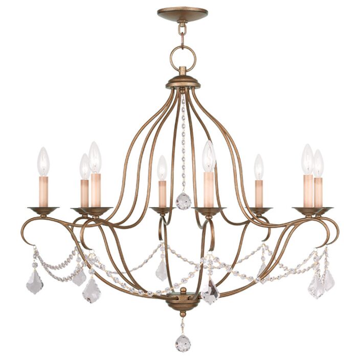Chesterfield 8-Light Chandelier in Hand Applied Antique Gold Leaf