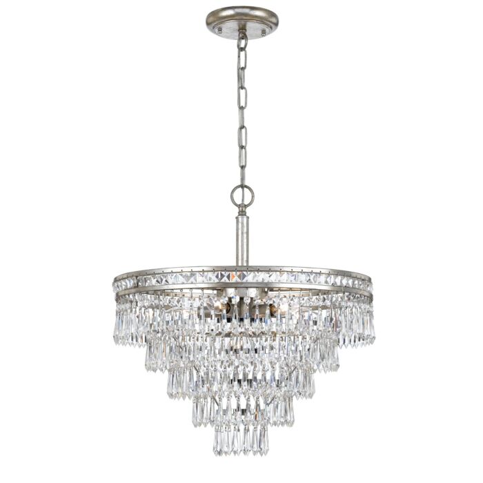 Crystorama Mercer 6 Light 18 Inch Traditional Chandelier in Olde Silver with Hand Cut Crystal Crystals