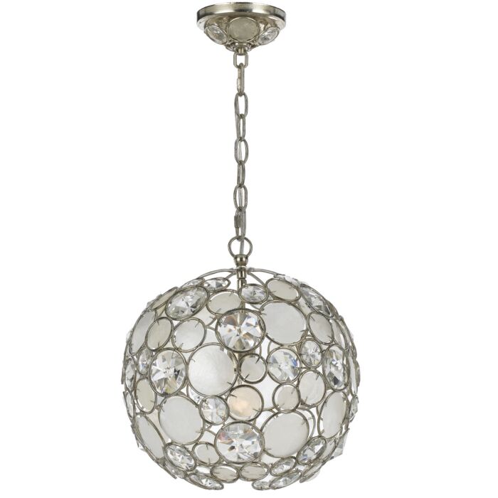 Crystorama Palla 14 Inch Mini Chandelier in Antique Silver with Hand Cut Crystal Crystals