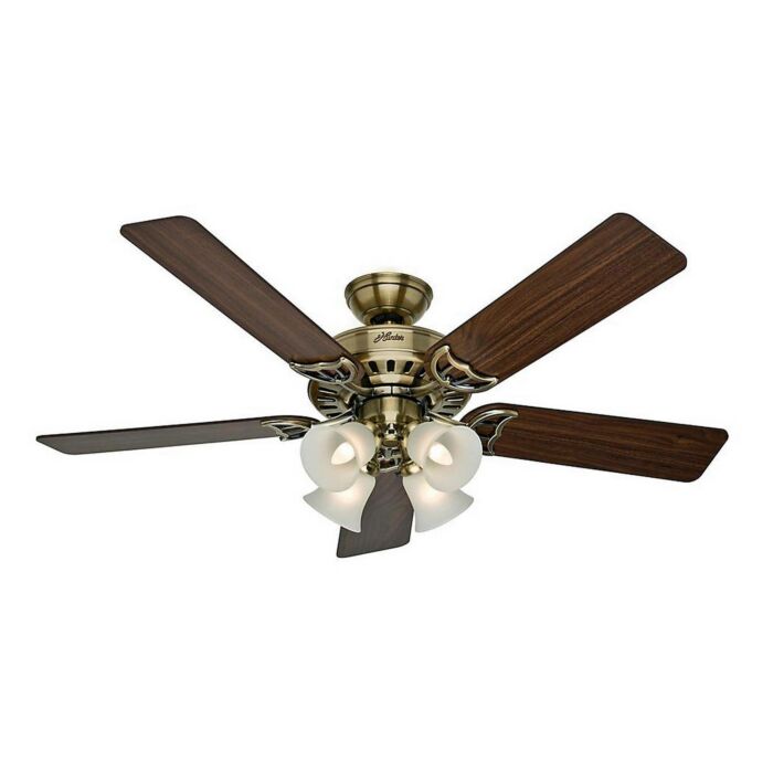 Hunter Studio Series 4 Light 52 Inch Indoor Ceiling Fan in Antique Brass