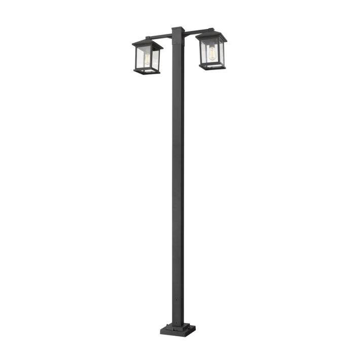 Z Lite Portland 2 Light Outdoor Post Mounted Fixture Light In Black