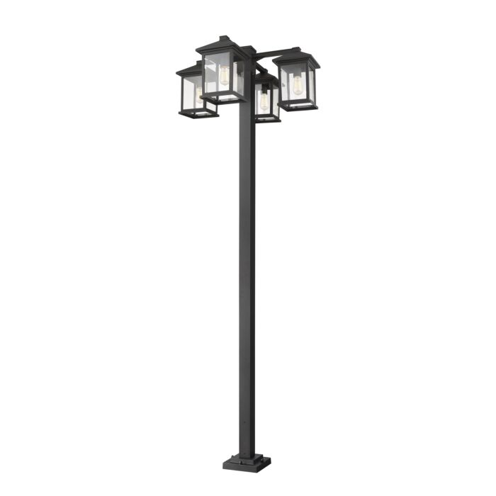 Z Lite Portland 4 Light Outdoor Post Mounted Fixture Light In Black