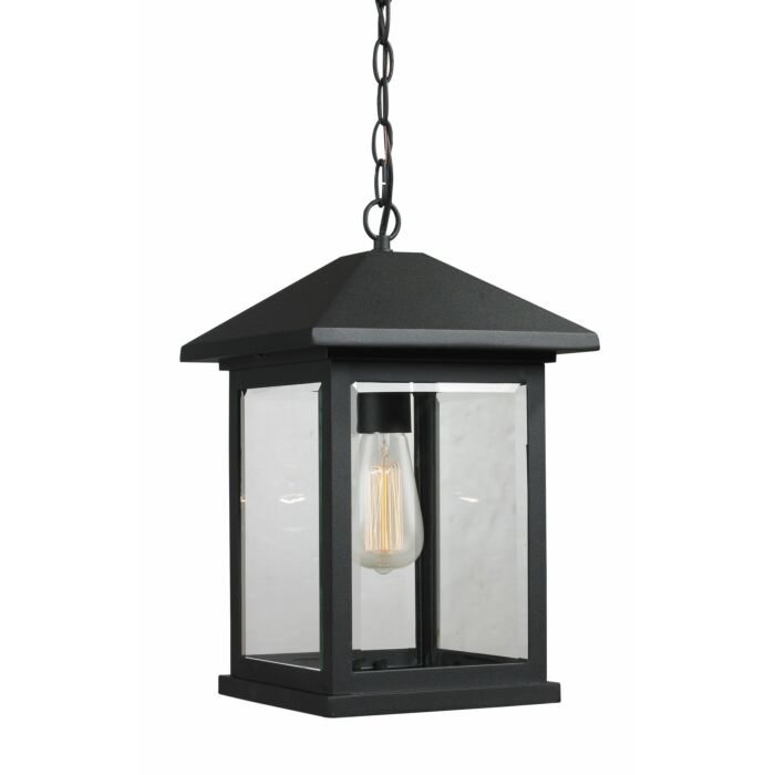 Z Lite Portland 1 Light Outdoor Chain Mount Ceiling Fixture Light In Black