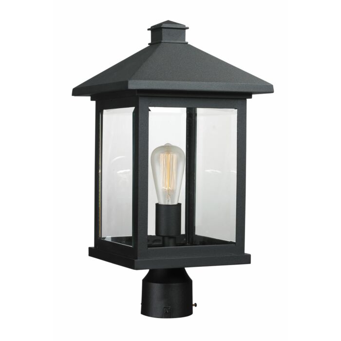 Z Lite Portland 1 Light Outdoor Post Mount Fixture Light In Black