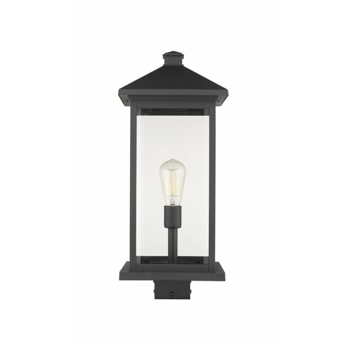 Z Lite Portland 1 Light Outdoor Post Mount Fixture Light In Black