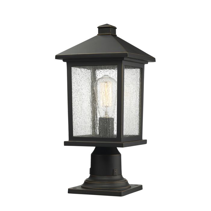 Z Lite Portland 1 Light Outdoor Pier Mounted Fixture Light In Oil Rubbed Bronze