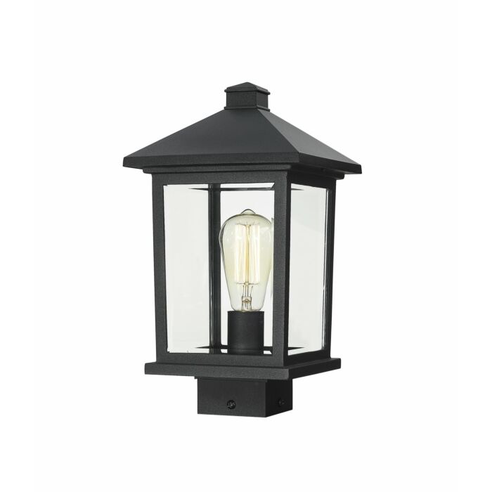 Z Lite Portland 1 Light Outdoor Post Mount Fixture Light In Black