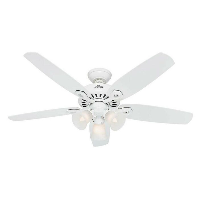 Hunter Builder Plus 3 Light 52 Inch Indoor Ceiling Fan in Snow White