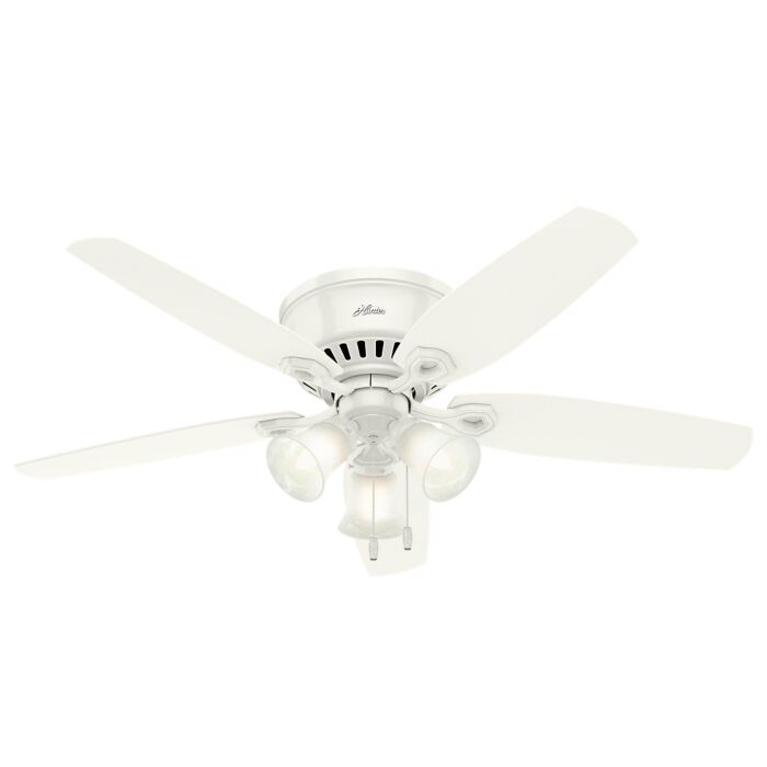 Hunter Builder 3 Light 52 Inch Indoor Flush Mount Ceiling Fan in Snow White