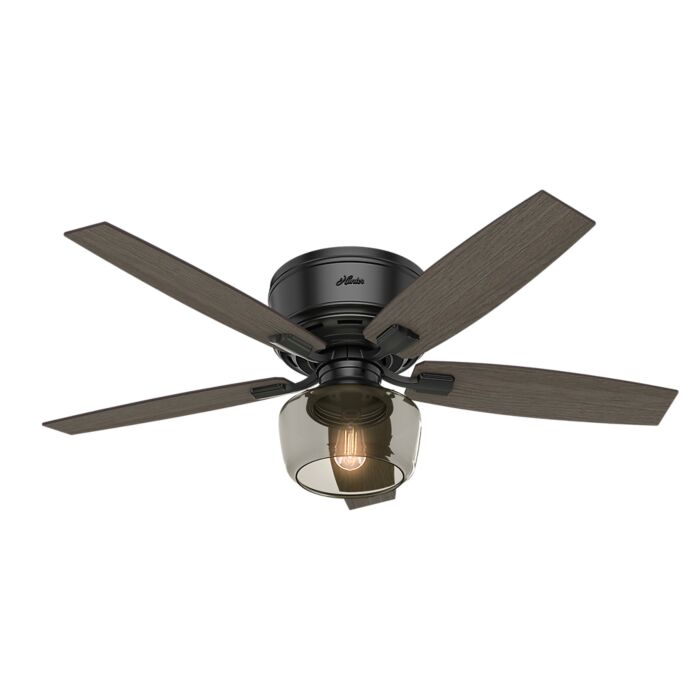 Hunter Bennett 52 Inch Indoor Flush Mount Ceiling Fan in Matte Black