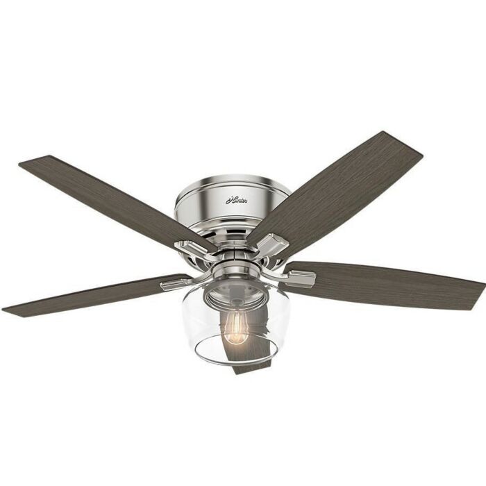 Hunter Fans Bennett 52 Inch Indoor Flush Mount Ceiling Fan in Brushed Nickel