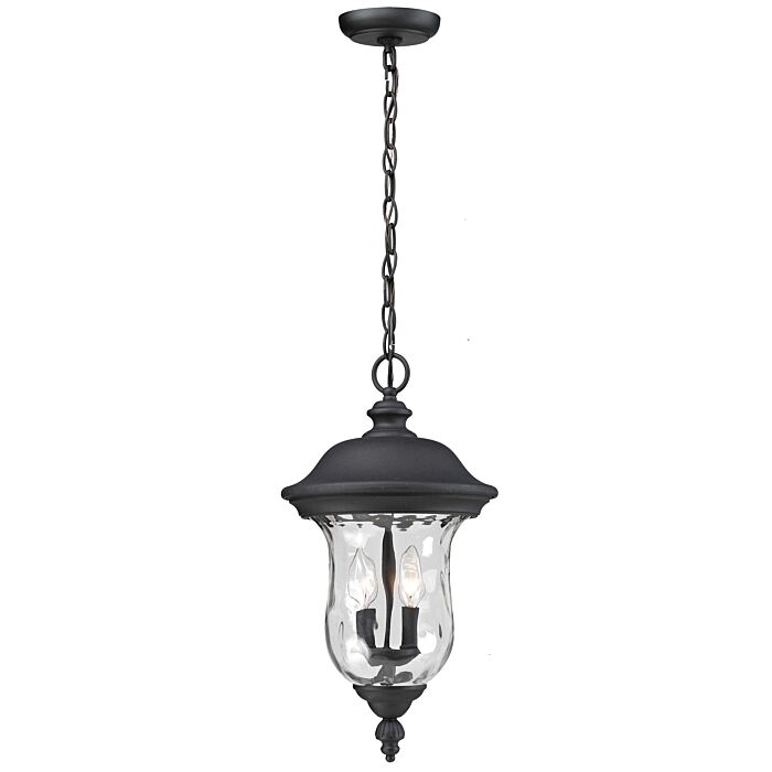 Z Lite Armstrong 3 Light Outdoor Chain Mount Ceiling Fixture Light In Black