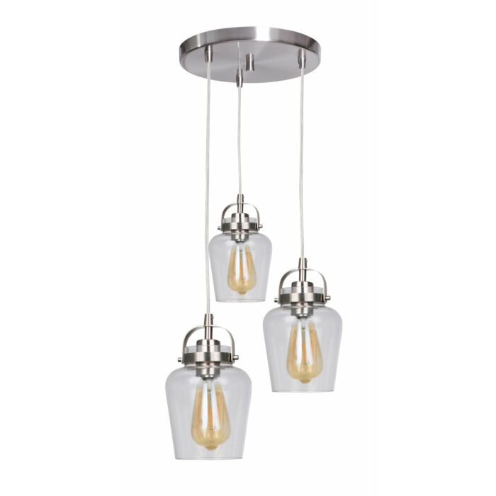 Craftmade Trystan 3 Light Chandelier in Brushed Polished Nickel