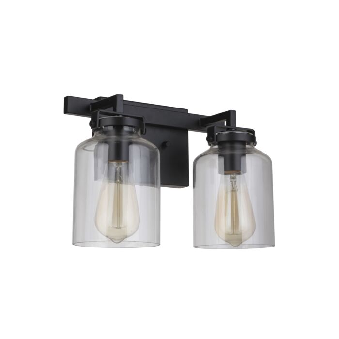 Craftmade Foxwood 2 Light Wall Sconce in Flat Black with Dark Teak