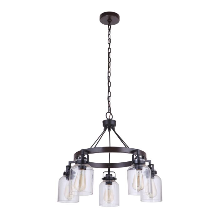 Craftmade Foxwood 5 Light Chandelier in Flat Black with Dark Teak