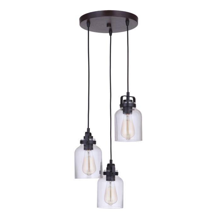 Craftmade Foxwood 3 Light Chandelier in Flat Black with Dark Teak