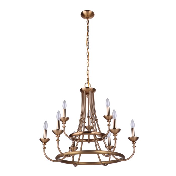 Craftmade Marlowe 9 Light Chandelier in Satin Brass