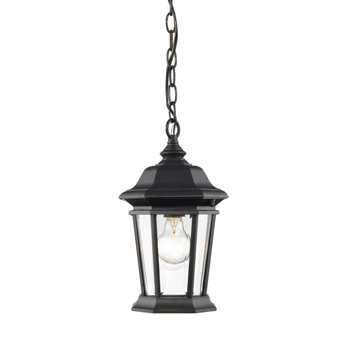 Z Lite Melbourne 1 Light Outdoor Chain Mount Ceiling Fixture Light In Black