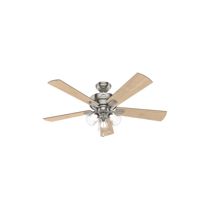 Hunter Crestfield 3 Light 52 Inch Indoor Ceiling Fan in Brushed Nickel
