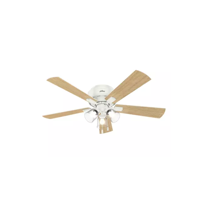 Hunter Crestfield Low Profile 3 Light 52 Inch Indoor Ceiling Fan in Fresh White