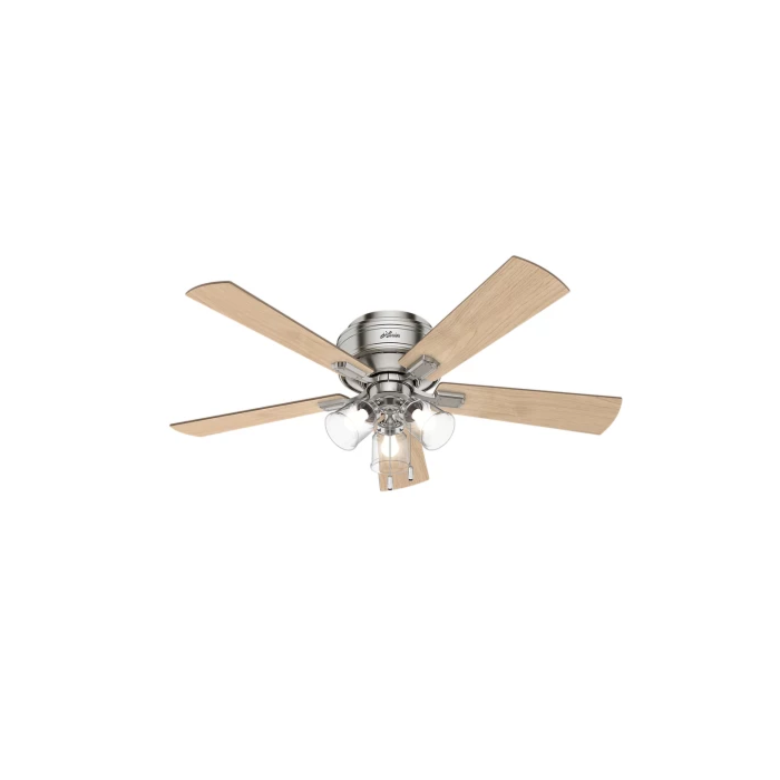 Hunter Crestfield Low Profile 3 Light 52 Inch Indoor Ceiling Fan in Brushed Nickel