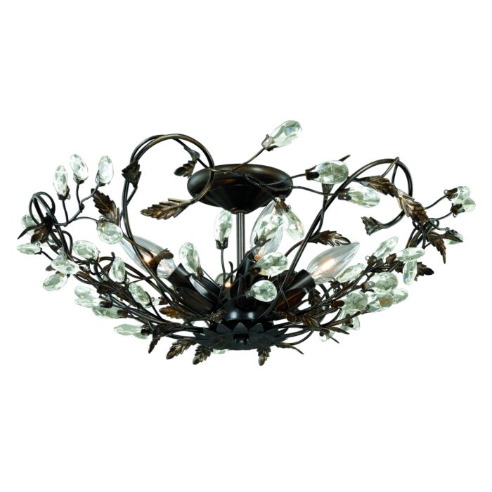 Jardin 4-Light Semi-Flush Mount in Architectural Bronze and Gold