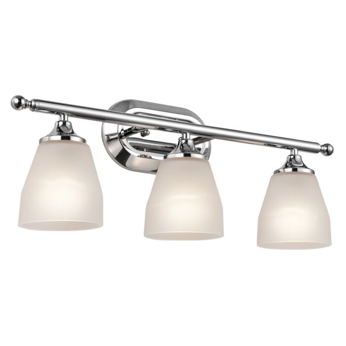 Kichler Ansonia 3 Light Wall Mount Bathroom Vanity Light 3 Arm in Chrome