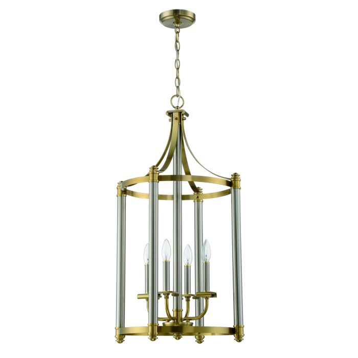 Craftmade Stanza 4 Light Foyer Light in Brushed Polished Nickel with Satin Brass