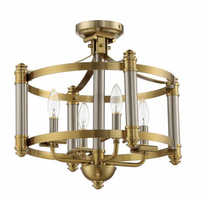 Craftmade Stanza 4 Light Ceiling Light in Brushed Polished Nickel with Satin Brass