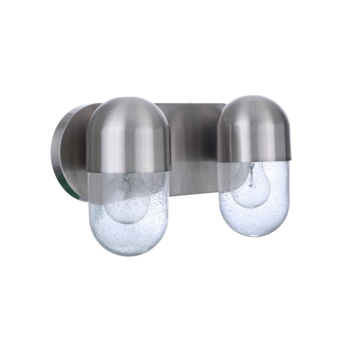 Craftmade Pill 2 Light Bathroom Vanity Light in Brushed Polished Nickel