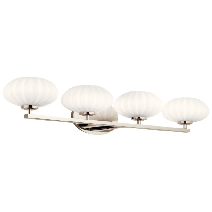 Kichler Pim 4 Light 34 Inch Bathroom Vanity Light in Polished Nickel