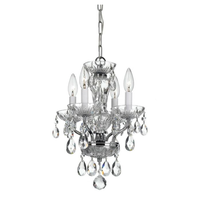 Crystorama Traditional Crystal 4 Light 15 Inch Mini Chandelier in Chrome with Clear Italian Crystals