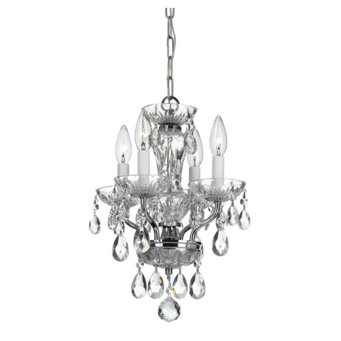 Crystorama Traditional Crystal 4 Light 15 Inch Traditional Chandelier in Chrome with Clear Spectra Crystals