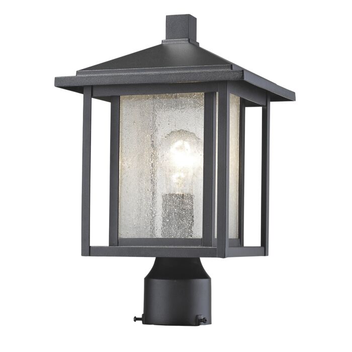 Z Lite Aspen 1 Light Outdoor Post Mount Fixture Light In Black