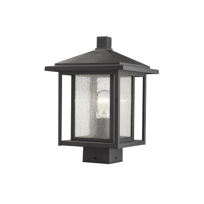 Z Lite Aspen 1 Light Outdoor Post Mount Fixture Light In Black