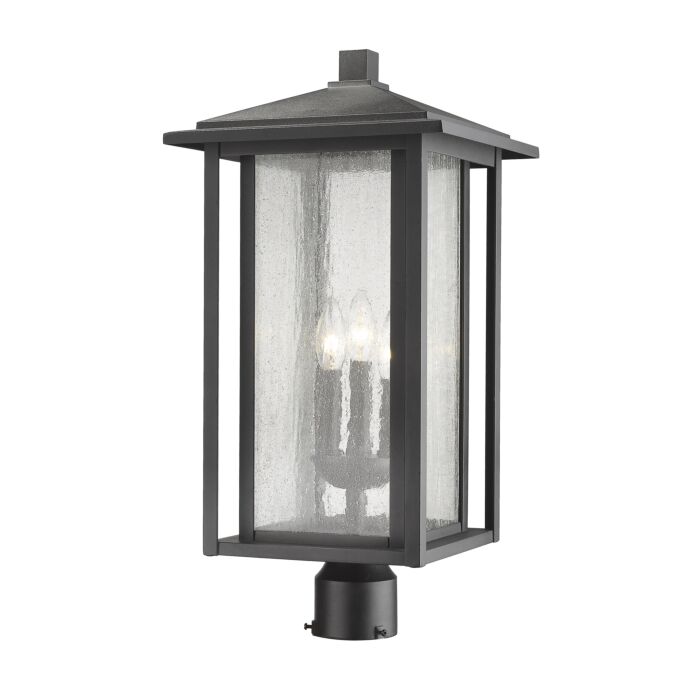 Z Lite Aspen 3 Light Outdoor Post Mount Fixture Light In Black