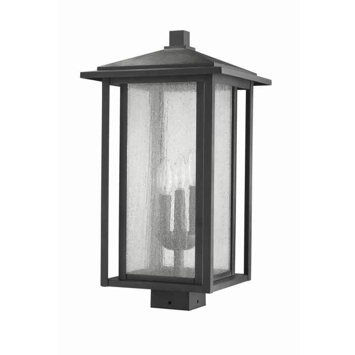 Z Lite Aspen 3 Light Outdoor Post Mount Fixture Light In Black
