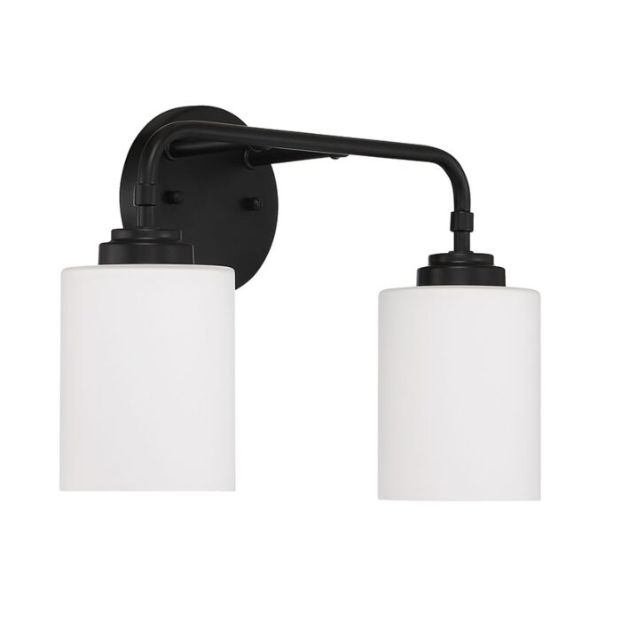 Craftmade Stowe 2 Light Bathroom Vanity Light in Flat Black
