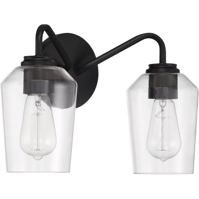 Craftmade Shayna 2 Light Bathroom Vanity Light in Flat Black