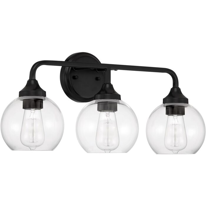 Craftmade Glenda 3 Light Bathroom Vanity Light in Flat Black